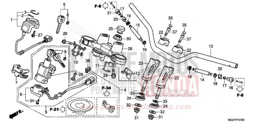 TUYAU DE GUIDON/PONT SUPERIEUR VFR1200XF de 2015
